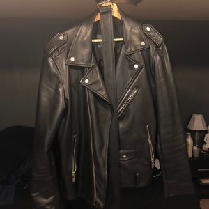 Zara Men’s faux leather biker jacket